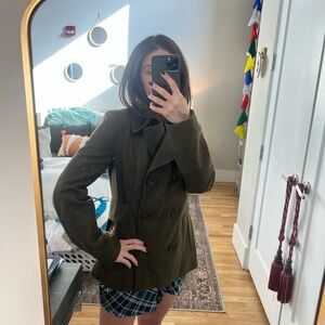 Victoria's Secret Dark Green Double-Breasted Pea Coat